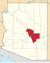 Mapa de Arizona con la ubicación del condado de Gila