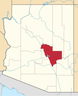 Karte von Gila County innerhalb von Arizona