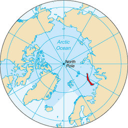 Novaja Zemljas läge i Arktis