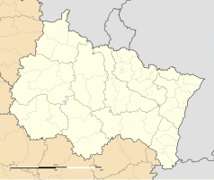 Mapa konturowa regionu Grand Est, po lewej nieco u góry znajduje się punkt z opisem „Reims”