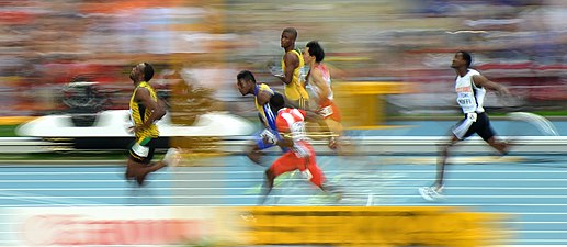 27/06: Usain Bolt (Jamaica) guanyant els 100 metres llisos al Campionat del Món d'atletisme de 2013