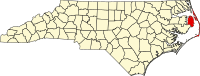 Mapo de Norda Karolino kun kantono Dare emfazita