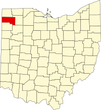 Locatie van Defiance County in Ohio