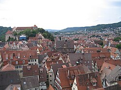 Tübingen Altstadt frae the Stiftskirche bell tower.