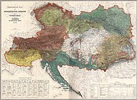 1855年的奧地利帝國民族地圖，黃色為義大利人