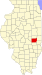 Harta statului Illinois indicând comitatul Coles