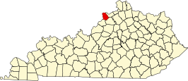 Locatie van Trimble County in Kentucky