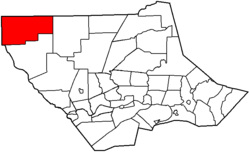 Map of Lycoming County, Pennsylvania highlighting Brown Township