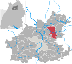 Elhelyezkedése Baden-Württemberg térképén