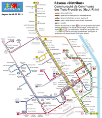 Karte des Distribus-Busnetzes in Saint-Louis