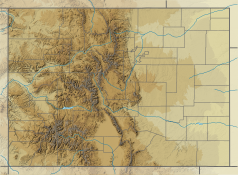 Mapa konturowa Kolorado, po lewej znajduje się punkt z opisem „Park Narodowy Black Canyon of the Gunnison”