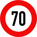 127: Maximum speed limit (70 km/h)