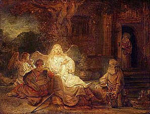 Abraham with three angels, Rembrandt
