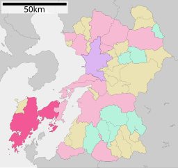 Amakusas läge i Kumamoto prefektur