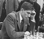 Bobby Fischer à Leipzig lors de l'Olympiade d'échecs de 1960.