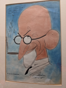 Caricatura de Jacinto Benavente firmada por él.