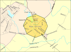 Census Bureau map of Sussex, New Jersey