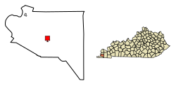 Location of Clinton in Hickman County, Kentucky.