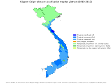 Vietnam'ın Köppen iklim sınıflandırma haritasının görüntüsü