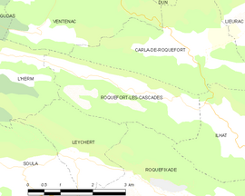 Mapa obce Roquefort-les-Cascades