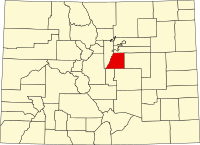 Округ Дуглас на мапі штату Колорадо highlighting