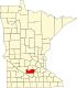 Harta statului Minnesota indicând comitatul Sibley