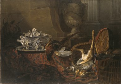 Still Life with Dead Game and a Silver Tureen on a Turkish Carpet (1738), 120 x 171 cm., Nationalmuseum