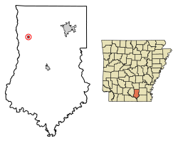 Location of Banks in Bradley County, Arkansas.