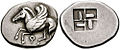 古代ギリシャ文化の周辺で使用された貨幣「ラウブル」のひとつ。卍紋に似た意匠が使用されている。