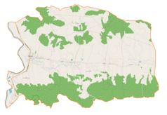 Mapa konturowa gminy Kołaczyce, po lewej znajduje się punkt z opisem „Kołaczyce”