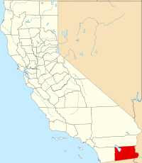 Kort over California med Imperial County markeret