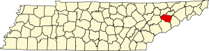 Map of Tennessee highlighting Jefferson County