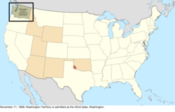 Map of the change to the United States in central North America on November 11, 1889