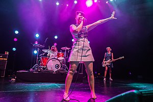 Bikini Kill performing in 2019