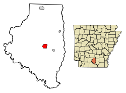 Location of Hampton in Calhoun County, Arkansas.