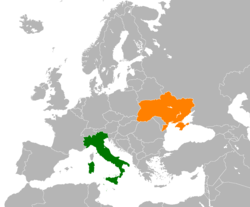 Map indicating locations of Italy and Ukraine