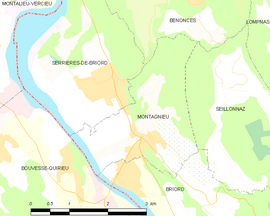 Mapa obce Montagnieu