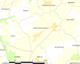 Mapa obce Cesny-Bois-Halbout