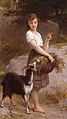 Young Girl with Goat and Flowers by Émile Munier