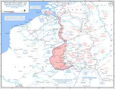 Kartskisse av situasjonen ved fronten den 16. mai, og fremrykking siden den 10. ma.i