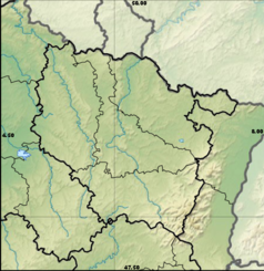 Mapa konturowa Lotaryngii, blisko centrum u góry znajduje się punkt z opisem „miejsce bitwy”