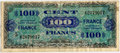 Billet de 100 anciens francs français type 1944 américain avec drapeau au verso (recto)