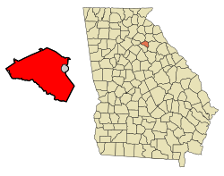 Location in Clarke County and the state of جورجیا