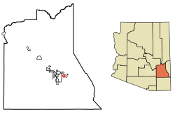 Location of Solomon in Graham County, Arizona.