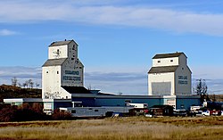 Grain elevators in De Winton