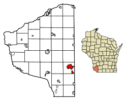 Location of Platteville in Grant County, Wisconsin.