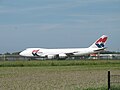 Eine Boeing 747-200 der MK Airlines beim Landen auf dem Flughafen Ostende-Brügge am 13.06.2007