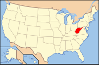 Розташування штату Західна Вірджинія на мапі США