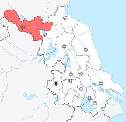 江蘇省中の徐州市の位置