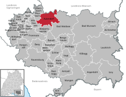 Elhelyezkedése Baden-Württemberg térképén